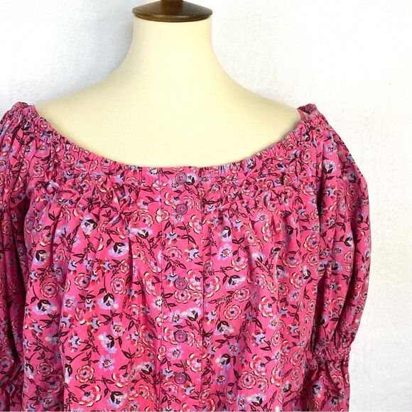 FREE PEOPLE JAMES CROPPED SMOCKED PEASANT BLOUSE - Picture 5 of 11